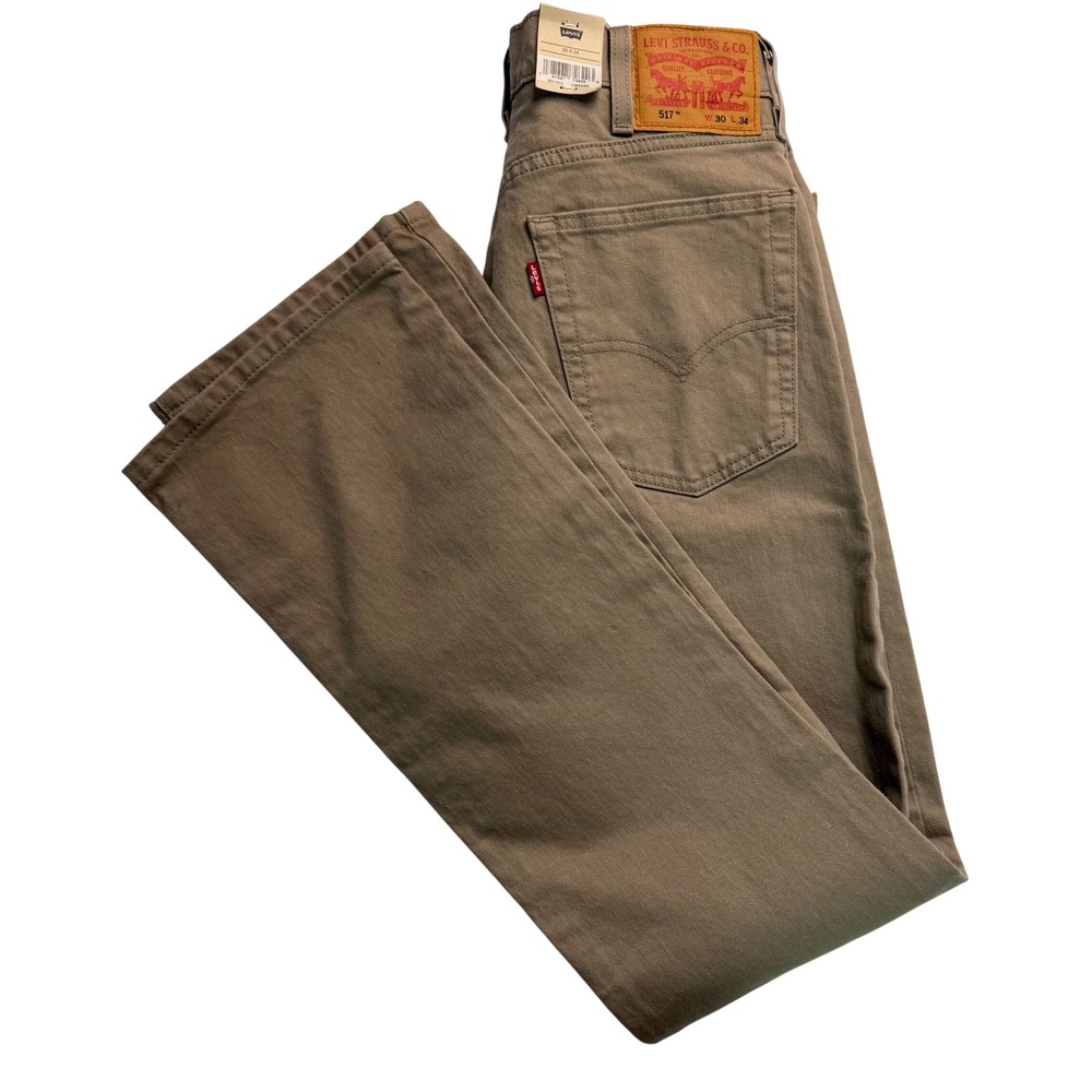 Levis 517 Bootcut Slim Fit Stretch Khaki Tan Jeans Mens 30x34 NWT
